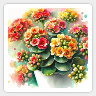 Vibrant Kalanchoe Decor - Watercolor Flower Sticker